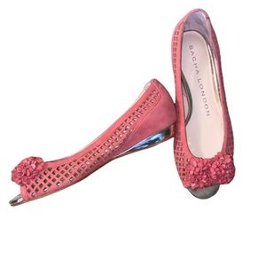 NEW Sacha London Quinta Pink Suede Cutout Embellished Open Toe Shoes - 7